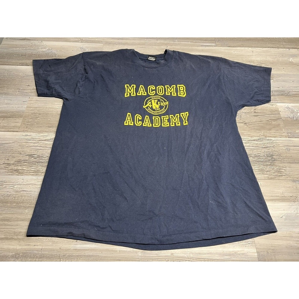 Vintage Screen Stars Macomb Academy‎ T-Shirt 2XL Blue Single Stitch
